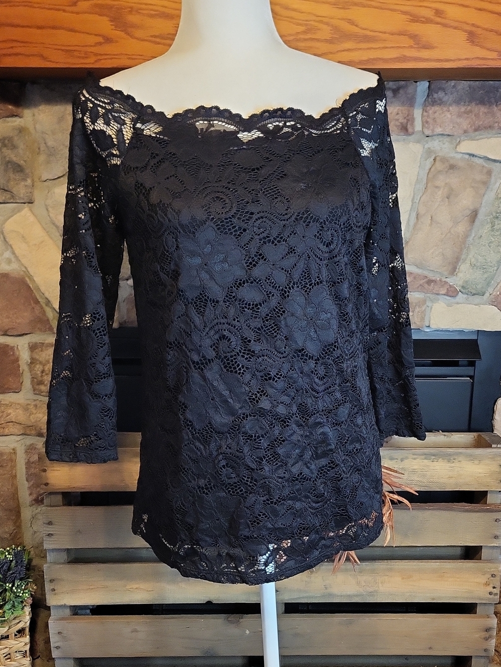 Maurices Black Lace Off-Shoulder Blouse